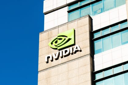 Taipei, Taiwan- November 23, 2023: Close-up of the Nvidia Corporation logo in Neihu Technology Park, Taipei, Taiwan. It is an American multinational technology company / ack Hong / Shutterstock