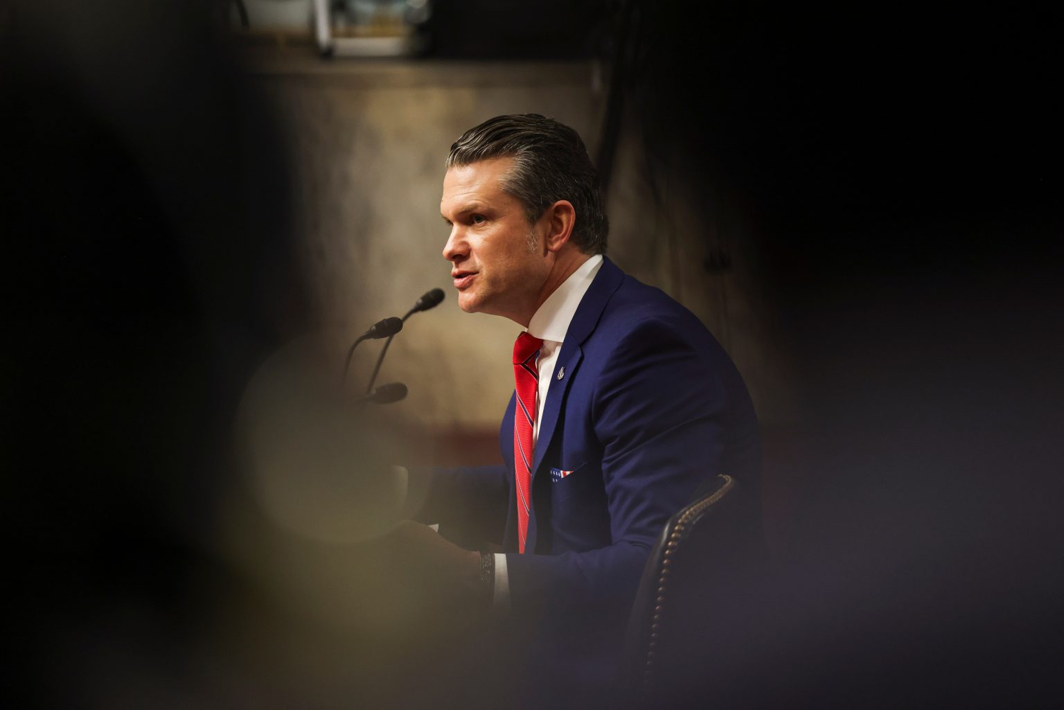 WASHINGTON - January 14 2025 Pete Hegseth, Secretary of Defense nominee, testifies before the Senate Armed Services Committee