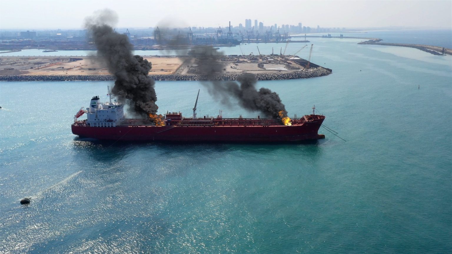 Aerial view of Oil Tanker Ship