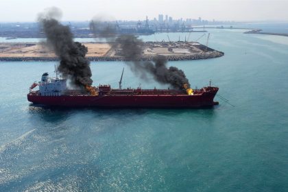 Aerial view of Oil Tanker Ship