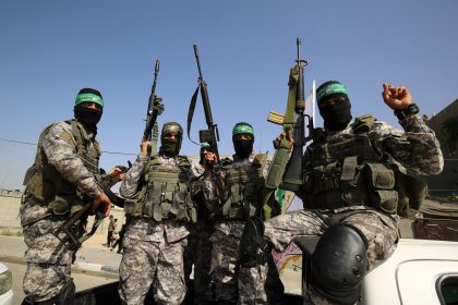 Members of Martyr Izz al-Din al-Qassam Brigades take part in a military parade in Rafah in the southern Gaza Strip, on May 28, 2021. Photo by Abed Rahim Khatib