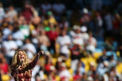 Shakira performing at the 2014 FIFA World Cup closing ceremony at Maracanã Stadium in Rio de Janeiro, Brazil / Shutterstock