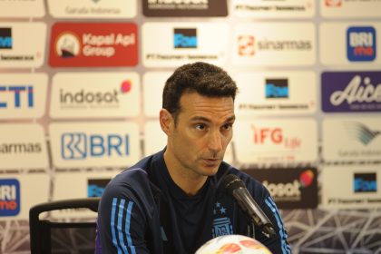Argentina national soccer team coach Lionel Sebastian Scaloni at pre-match press conference FIFA Matchday. Gelora Bung Karno, Jakarta. 18th June 2023 / Shutterstcok