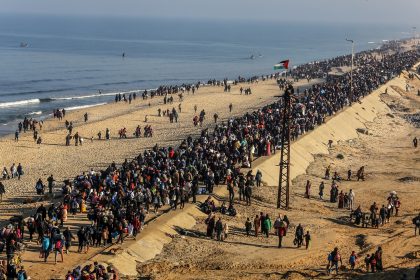 Displaced Palestinians return to their homes in Gaza City and the north via Netzarim after a year and a half of displacement, as part of the ceasefire agreement, on January 26, 2025/Anas-Mohammed/Shutterstock