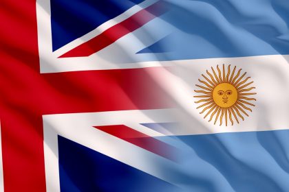 Waving UK and Argentina Flag